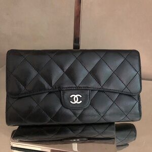 Chanel Diamond stitch CC large flap wallet